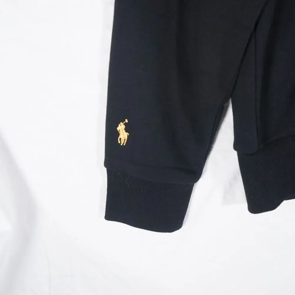 Polo Ralph Lauren Spellout Hoodie NWT Black Gold Embroidered Logo Medium
